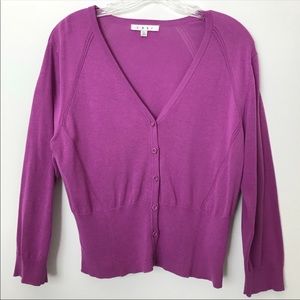 CAbi purple cropped cardigan 3/4 sleeve